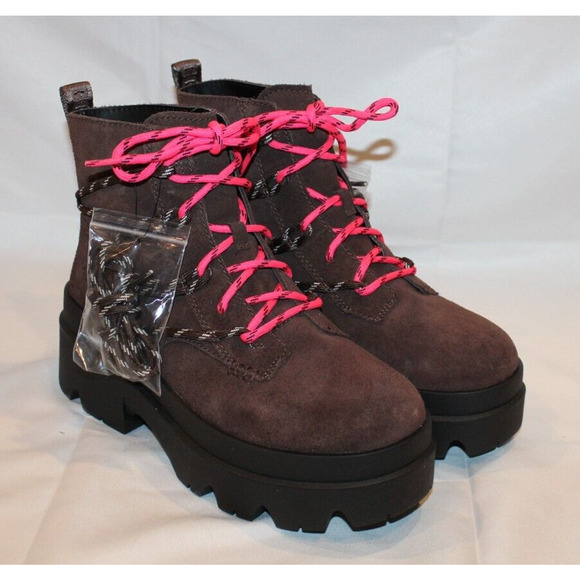 UGG WOMEN'S BRISBANE SUEDE LACE UP PLATFORM WATERPROOF BOOTS CEDAR BROWN SZ 10 - Picture 2 of 8